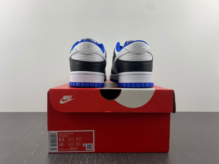 nike dunk low white black blue fd9064-110