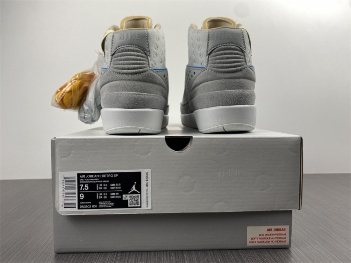 union x air jordan 2 "grey fog" dn3802-001