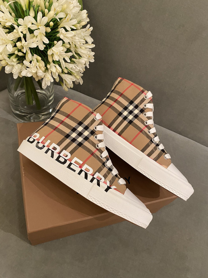 B**rry vintage check cotton high-top sneakers